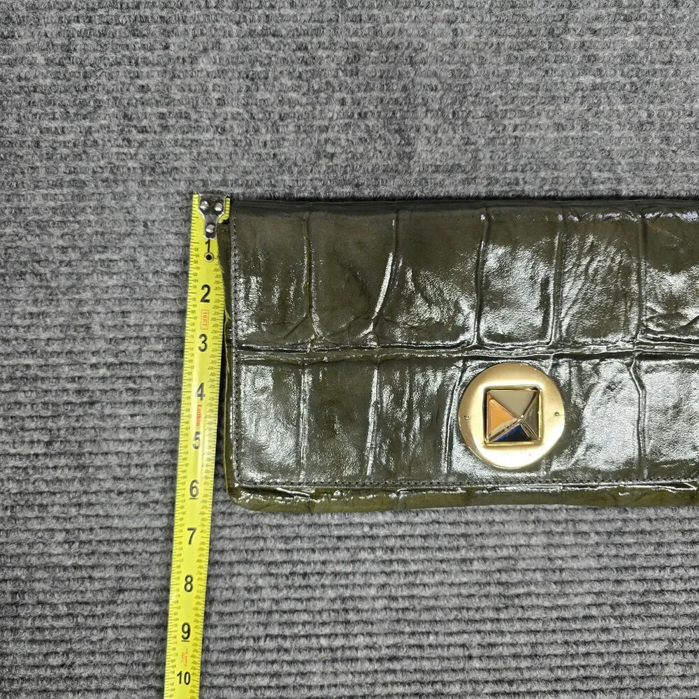 NWT Kate Spade Monette Knightsbridge Clutch Graphite Croc Patent Leather $355